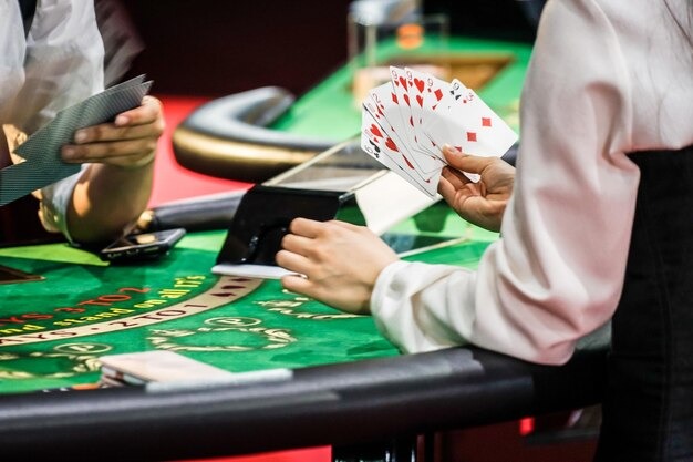 Live blackjack studio with multiple camera angles and chip tray